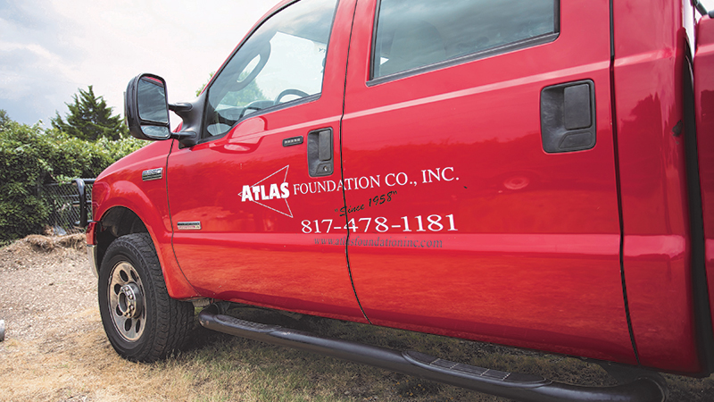 Big red For pickup Atlas Foundation repair pickup truck.